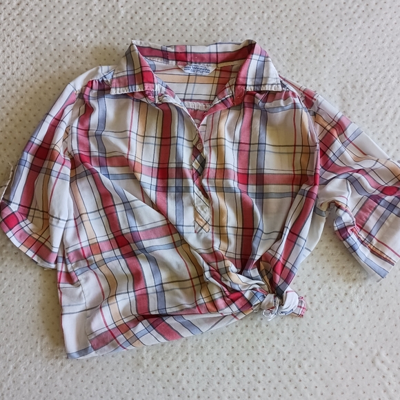 Vintage 80s Miss fashionality cute button-up plaid cottage-core blouse - Picture 6 of 11